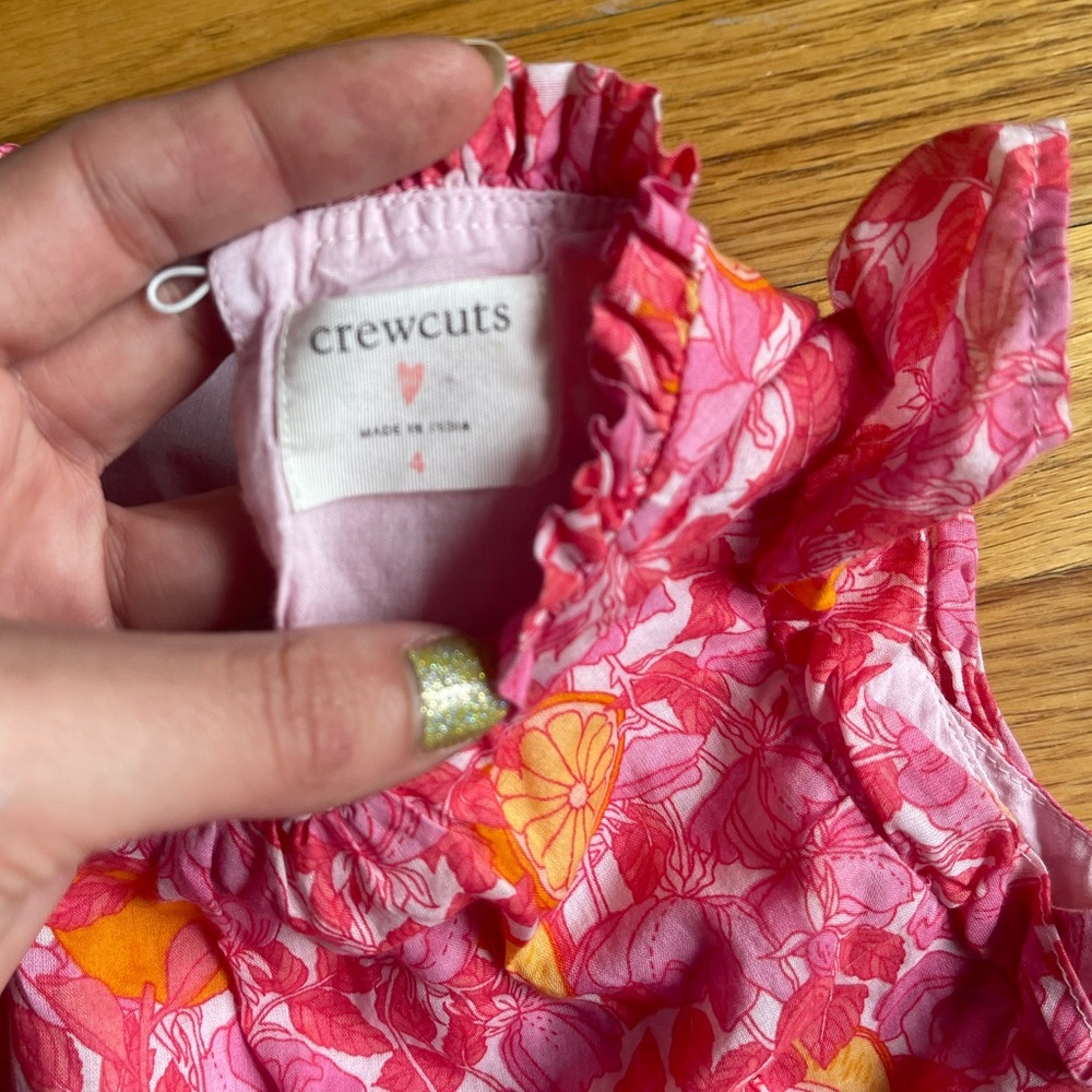 Crewcuts by J Crew - Kids Pink and Orange Sundress with Flutter Sleeves - Picture 7 of 11
